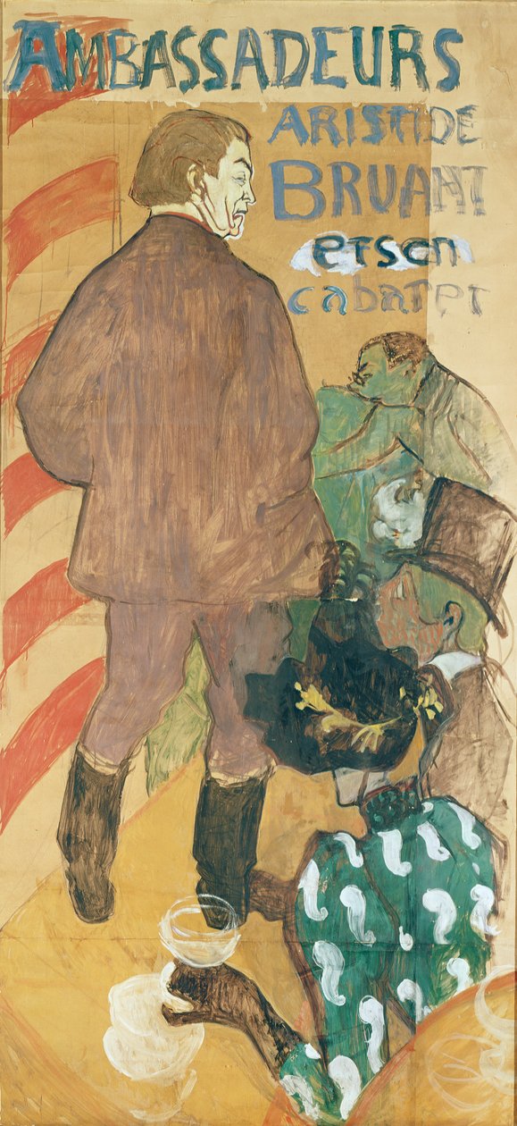 Ambassadeurs, Aristide Bruant i jego kabaret, 1892 (olej na karcie) autorstwa Henri de Toulouse Lautrec