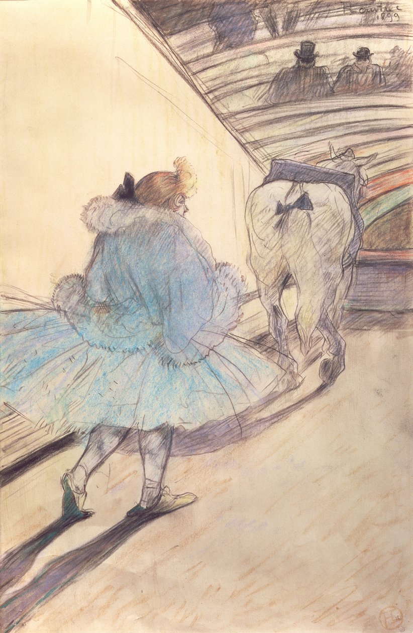 W cyrku, wchodząc na ring (pastel na papierze) autorstwa Henri de Toulouse Lautrec