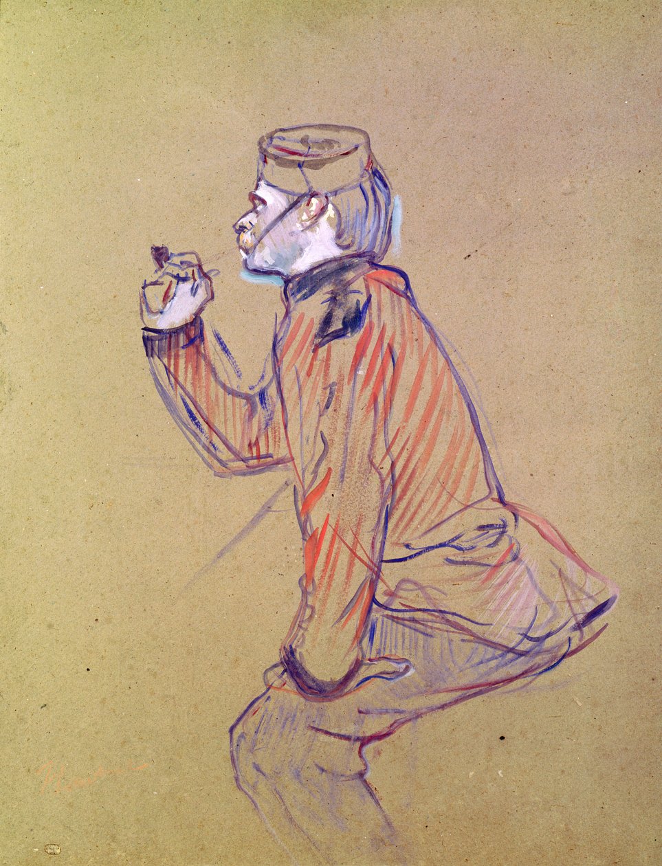 Angielski żołnierz palący fajkę, 1898 (karta olejna) autorstwa Henri de Toulouse Lautrec