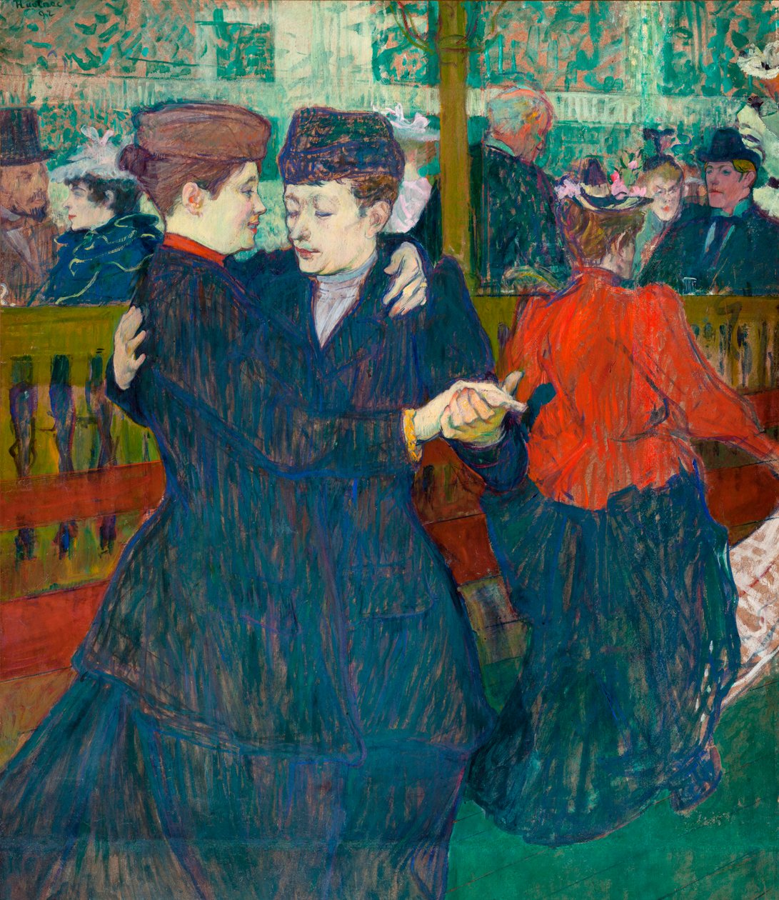 W Moulin Rouge, Dwie tańczące kobiety autorstwa Henri de Toulouse Lautrec