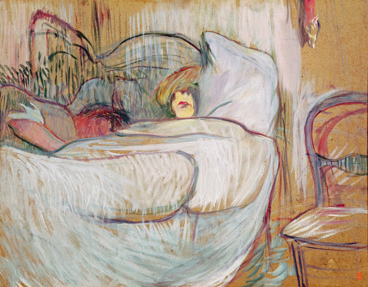 W łóżku, 1894 (olej na karcie) autorstwa Henri de Toulouse Lautrec