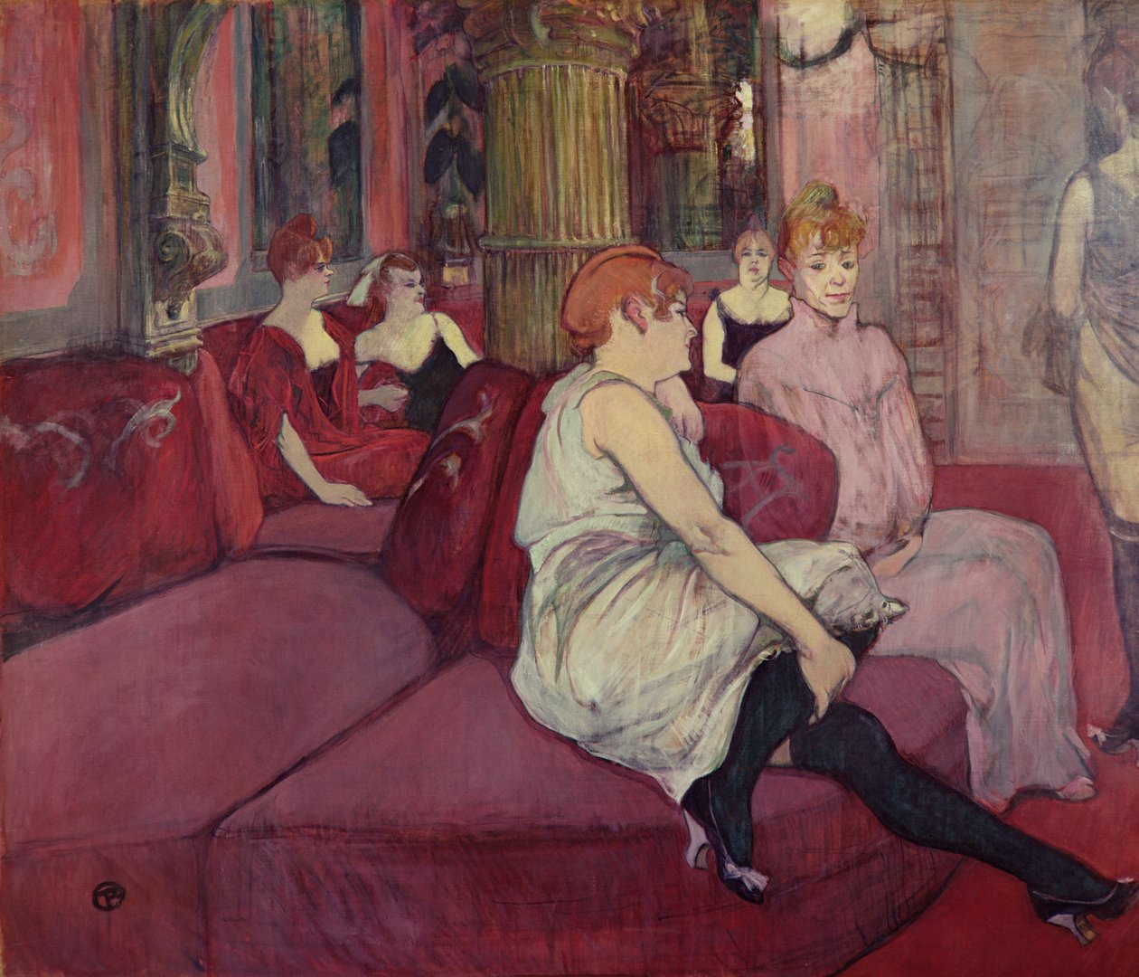 W Salonie przy Rue des Moulins, 1894 (węgiel i olej na płótnie) autorstwa Henri de Toulouse Lautrec