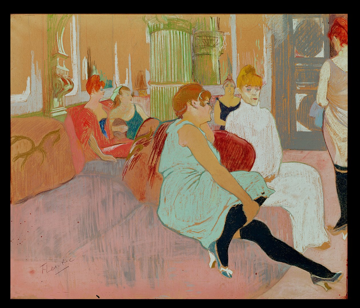 W Salonie przy Rue des Moulins, 1894 (pastel na papierze) autorstwa Henri de Toulouse Lautrec