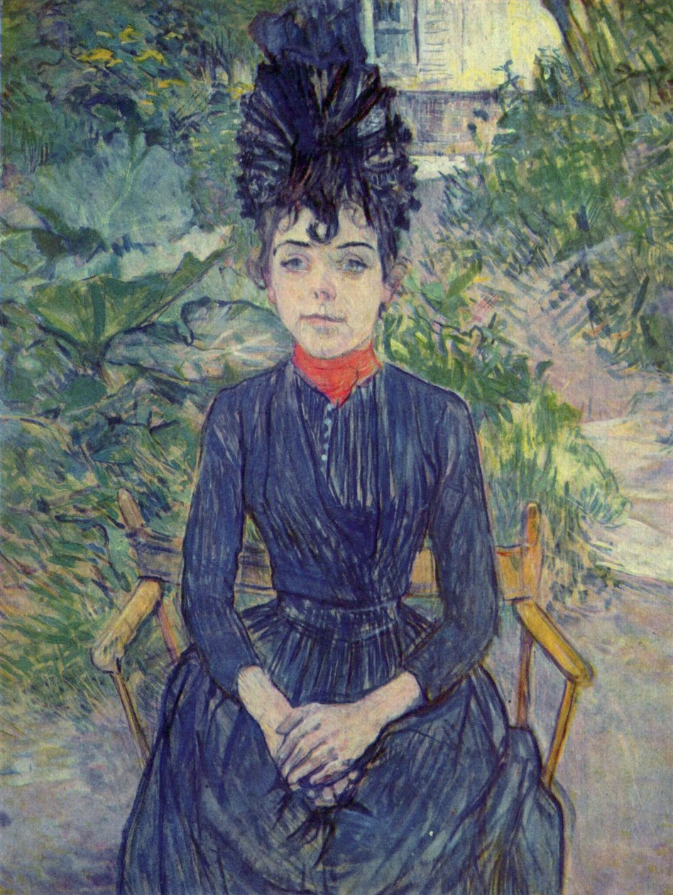 Justine Dieuhl w ogrodzie autorstwa Henri de Toulouse Lautrec
