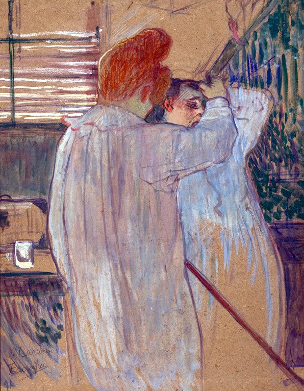 kobieta czesząca włosy autorstwa Henri de Toulouse Lautrec