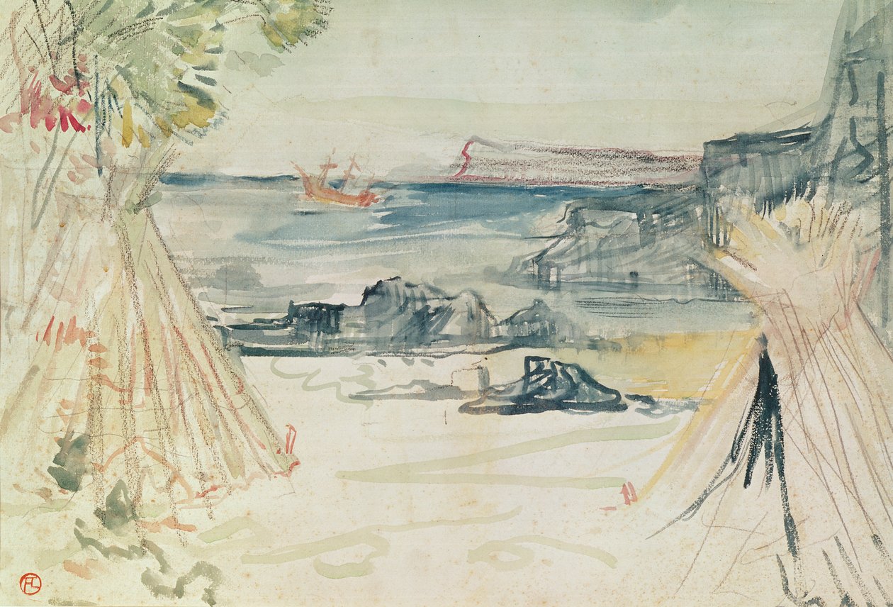 Paul i Virginie, 1896 (akwarela i ołówek na papierze) autorstwa Henri de Toulouse Lautrec