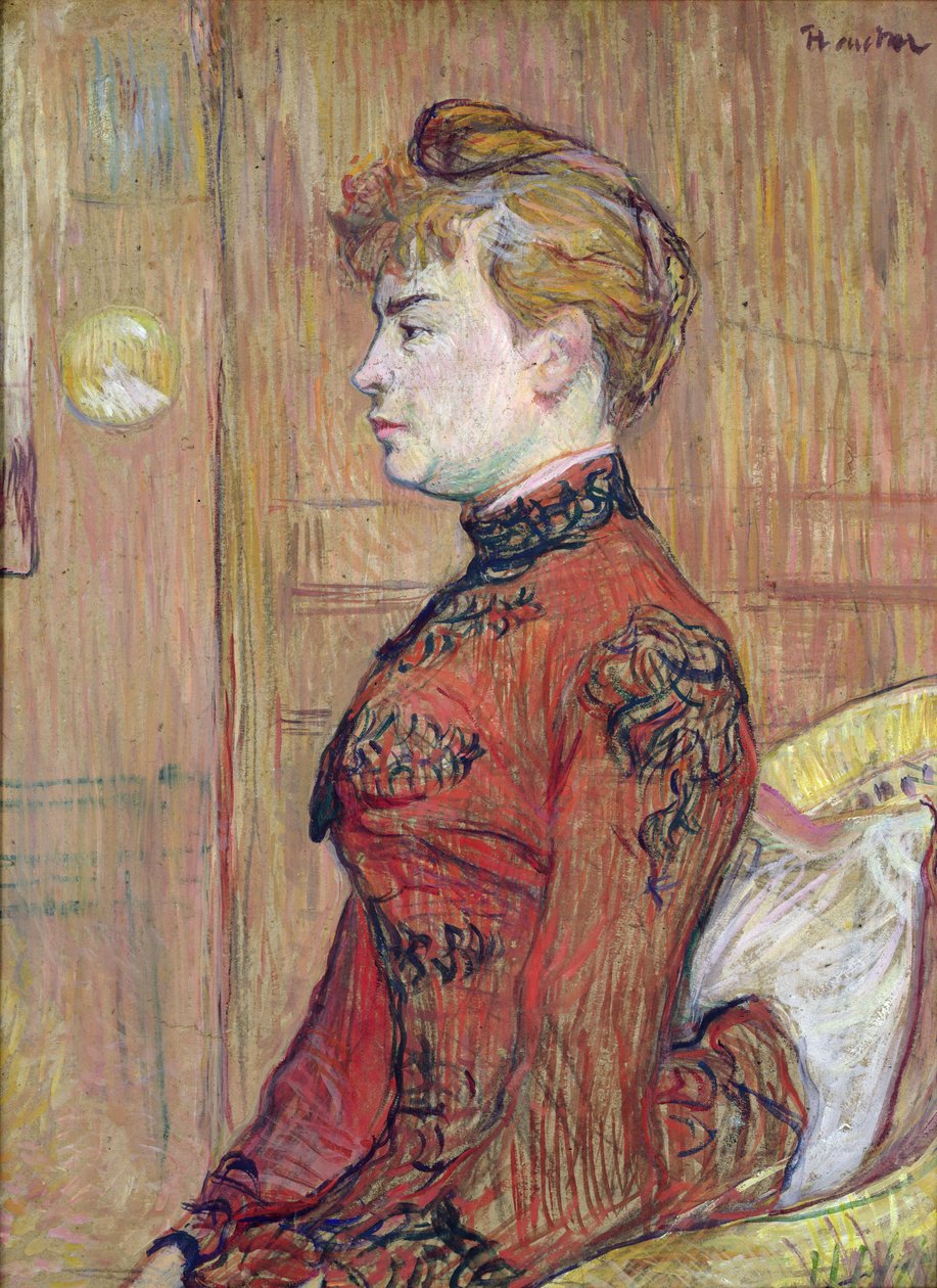 Studium portretowe kobiety z profilu, 1890 (pastel i gwasz na tekturze) autorstwa Henri de Toulouse Lautrec