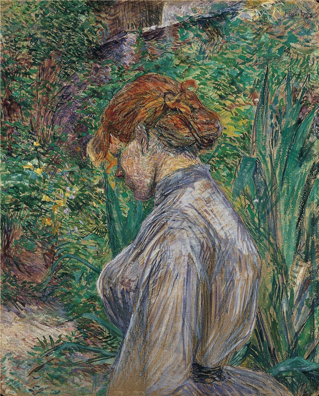Rudowłosa kobieta w ogrodzie Monsieur Foret autorstwa Henri de Toulouse Lautrec