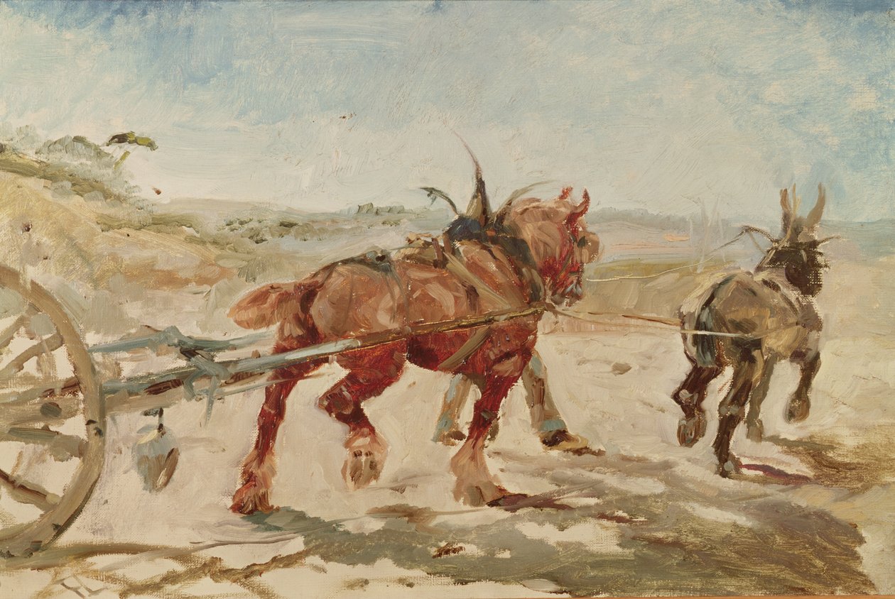 Drużyna koni w zaprzęgu autorstwa Henri de Toulouse Lautrec