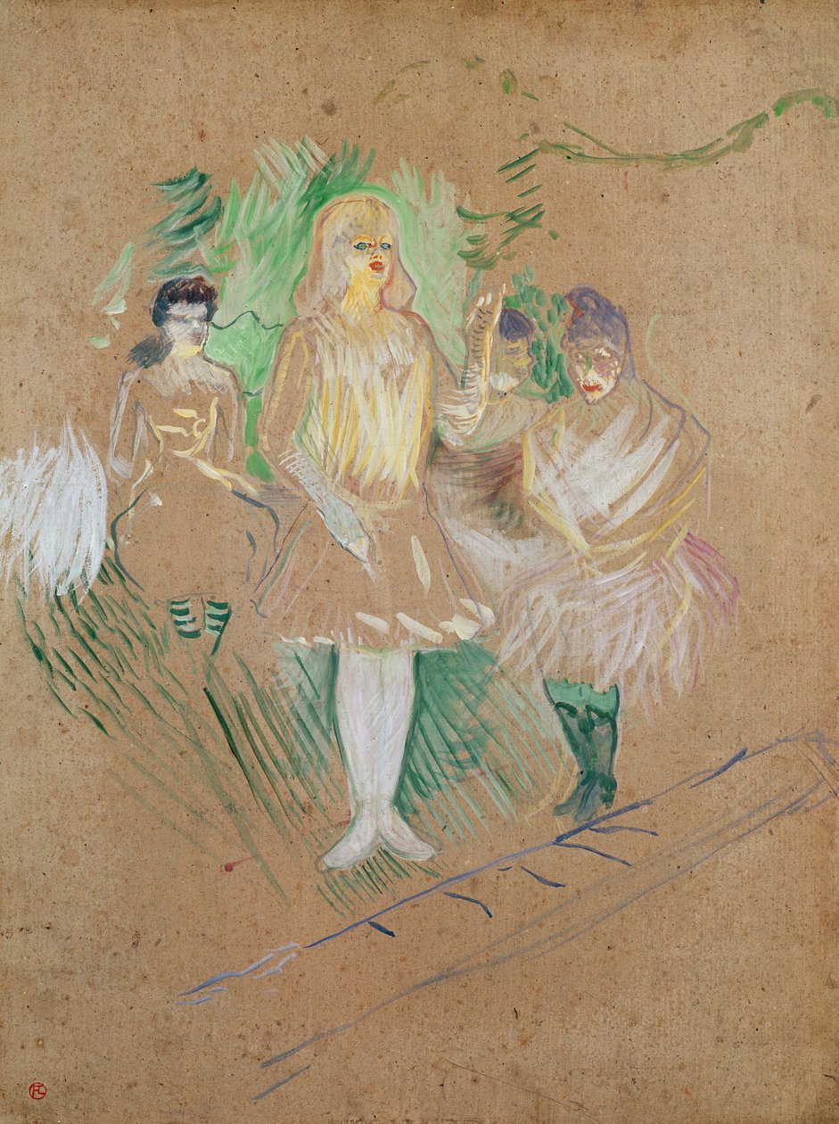 Trzy postacie w Folies-Bergères, 1894 (olej na karcie) autorstwa Henri de Toulouse Lautrec