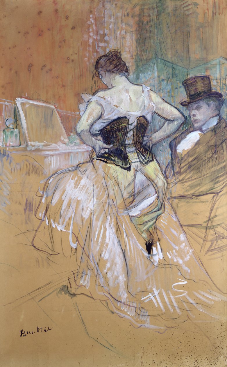 Kobieta w toalecie, studium dla „Elles”, ok. 1896 (kreda i olej) (zob. też 36635) autorstwa Henri de Toulouse Lautrec