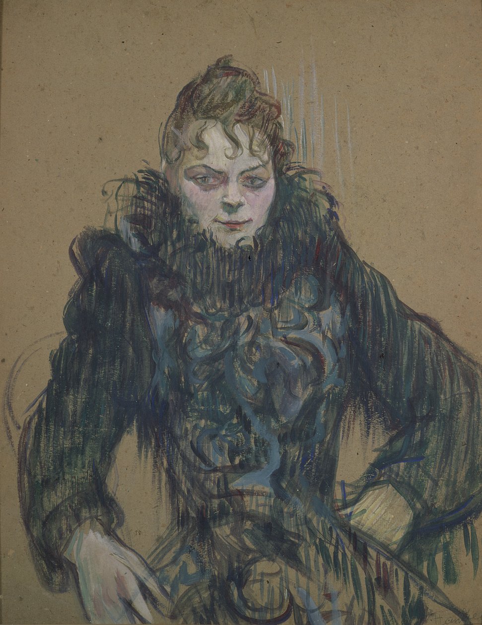 Kobieta z czarnym boa, 1892 (olej na tekturze) autorstwa Henri de Toulouse Lautrec