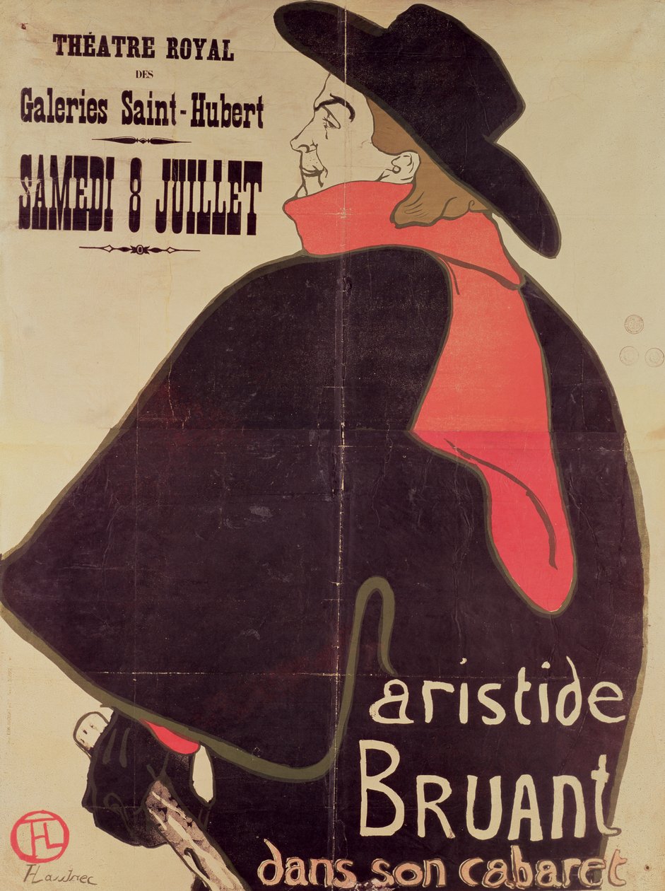 Aristide Bruant w swoim kabarecie, 1893 autorstwa Henri de Toulouse Lautrec