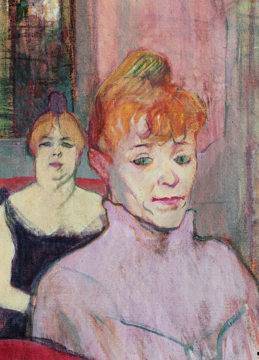 W Salonie Rue des Moulins fragment pierwszego planu, głowy dwóch kobiet, 1894 olej na płótnie autorstwa Henri de Toulouse Lautrec