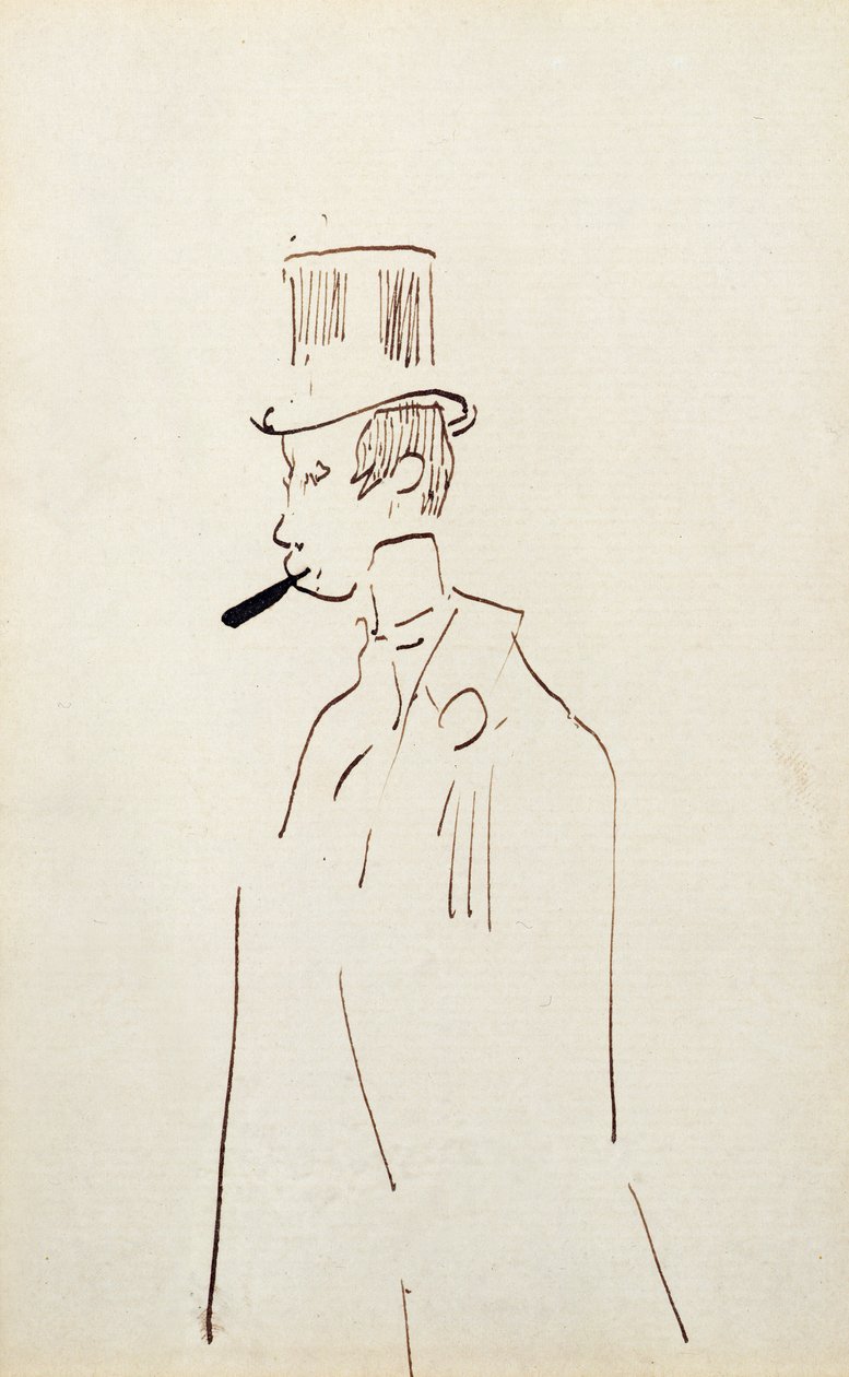 Mężczyzna w kapeluszu, ok. 1890 autorstwa Henri de Toulouse Lautrec