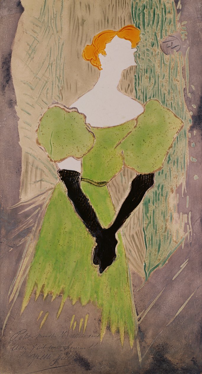 Portret Yvette Guilbert (malowana tablica ceramiczna) autorstwa Henri de Toulouse Lautrec