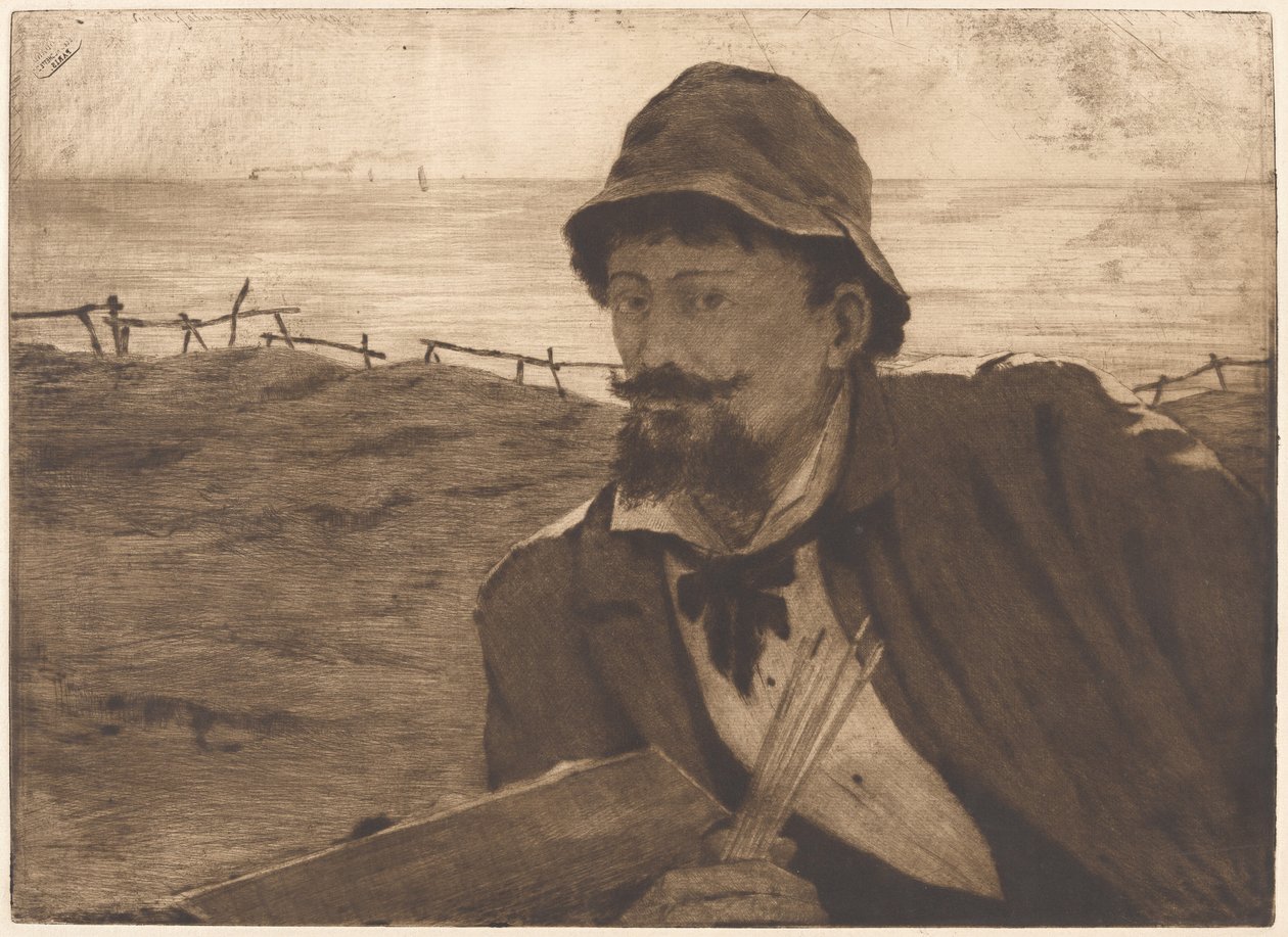 Na klifie [Autoportret] autorstwa Henri-Charles Guérard
