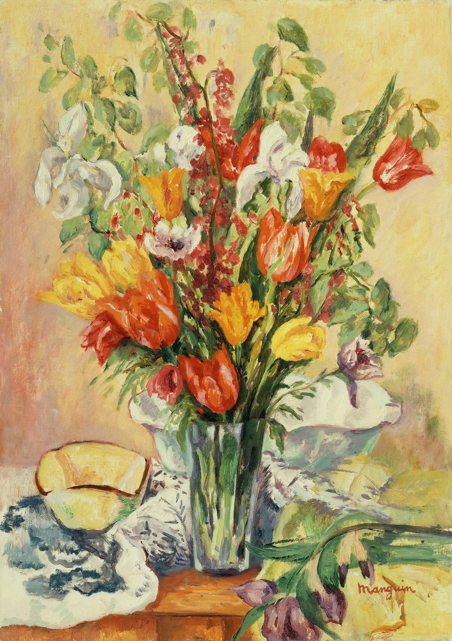 Irys i tulipany autorstwa Henri Charles Manguin