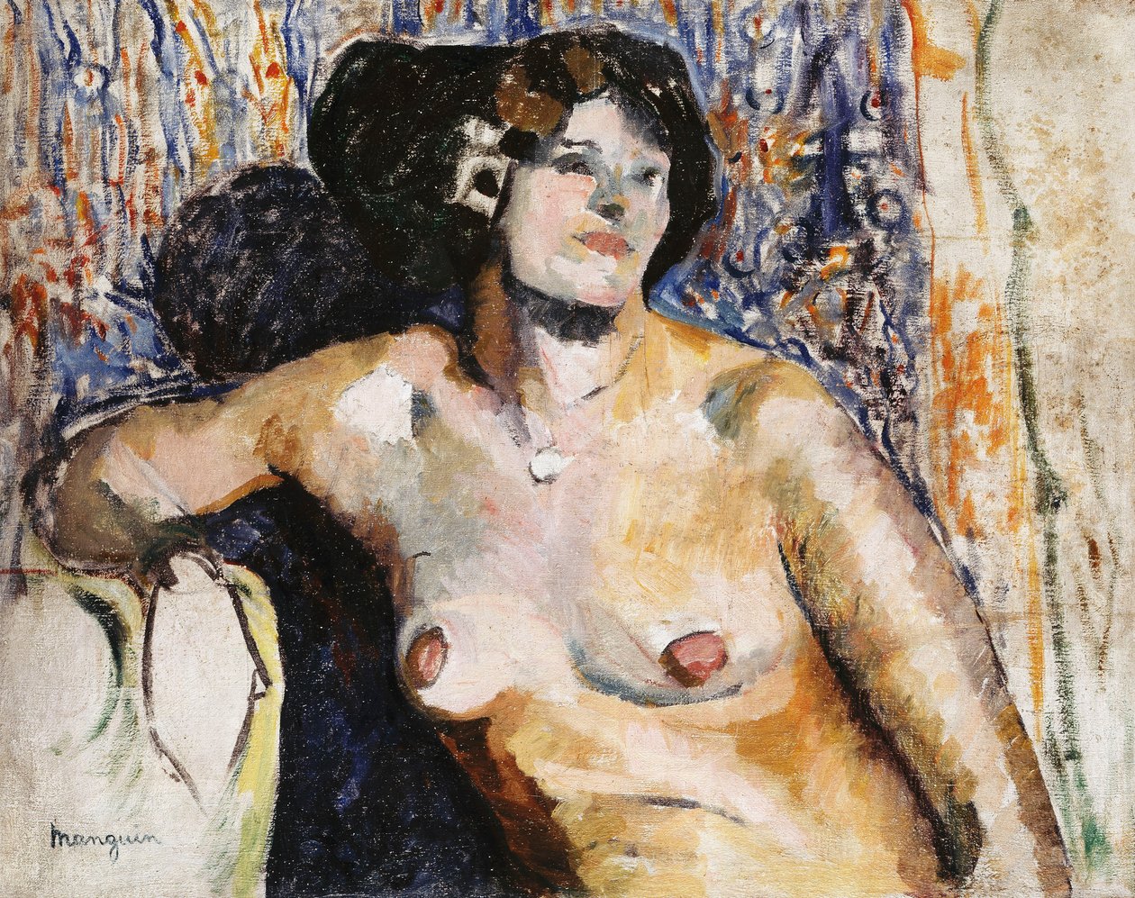 nagie posiedzenie; Nu Assis autorstwa Henri Charles Manguin
