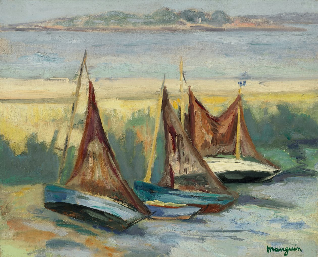 Żaglówki podczas odpływu autorstwa Henri Charles Manguin