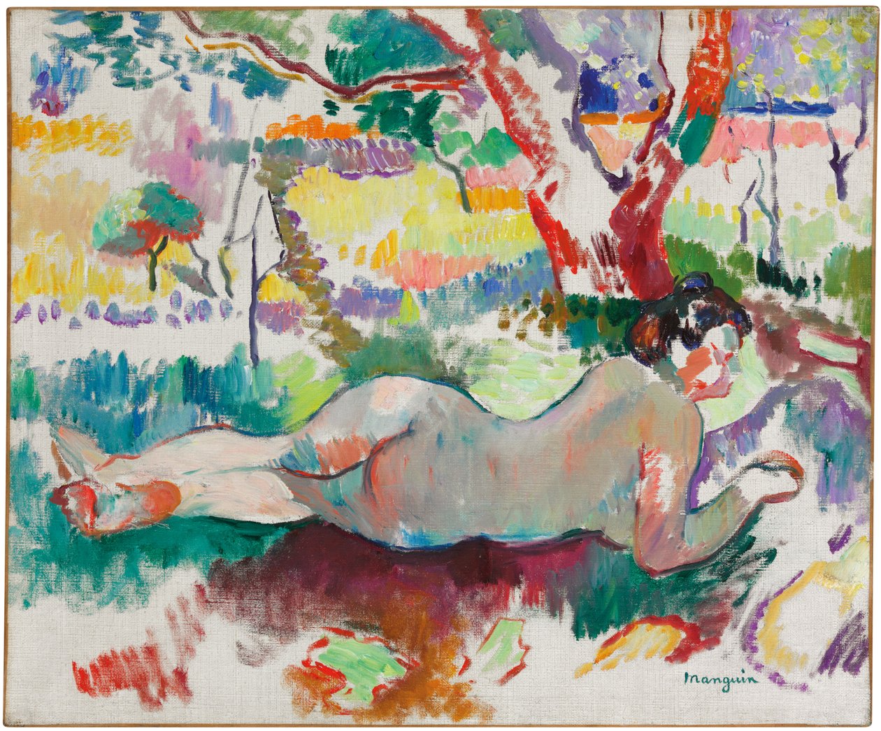 Studium na odwrocie, nagie pod drzewami, Villa Demiere autorstwa Henri Charles Manguin