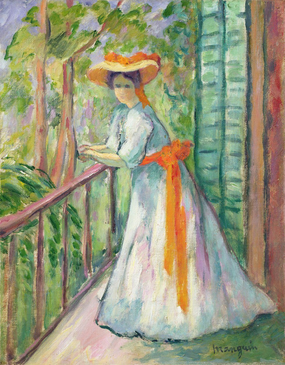 Kobieta na balkonie, czyli Joanna z pomarańczową wstążką autorstwa Henri Charles Manguin