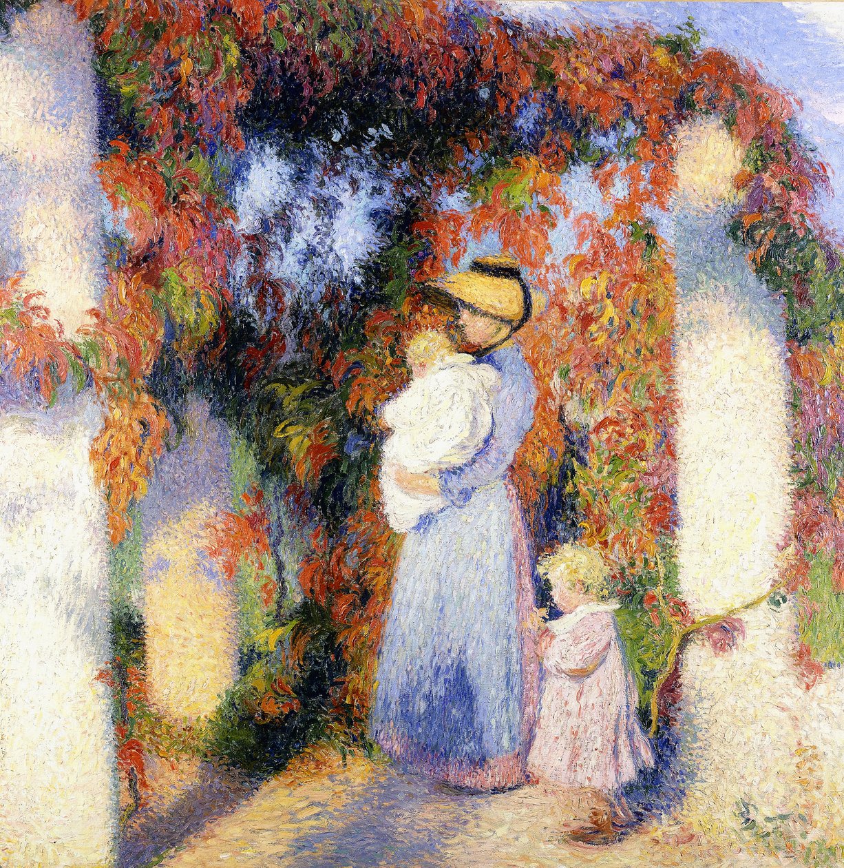 Kobieta z dwójką dzieci pod główną pergolą w Marquayrol, ok. 1900 r. (olej na płótnie) autorstwa Henri Charles Manguin
