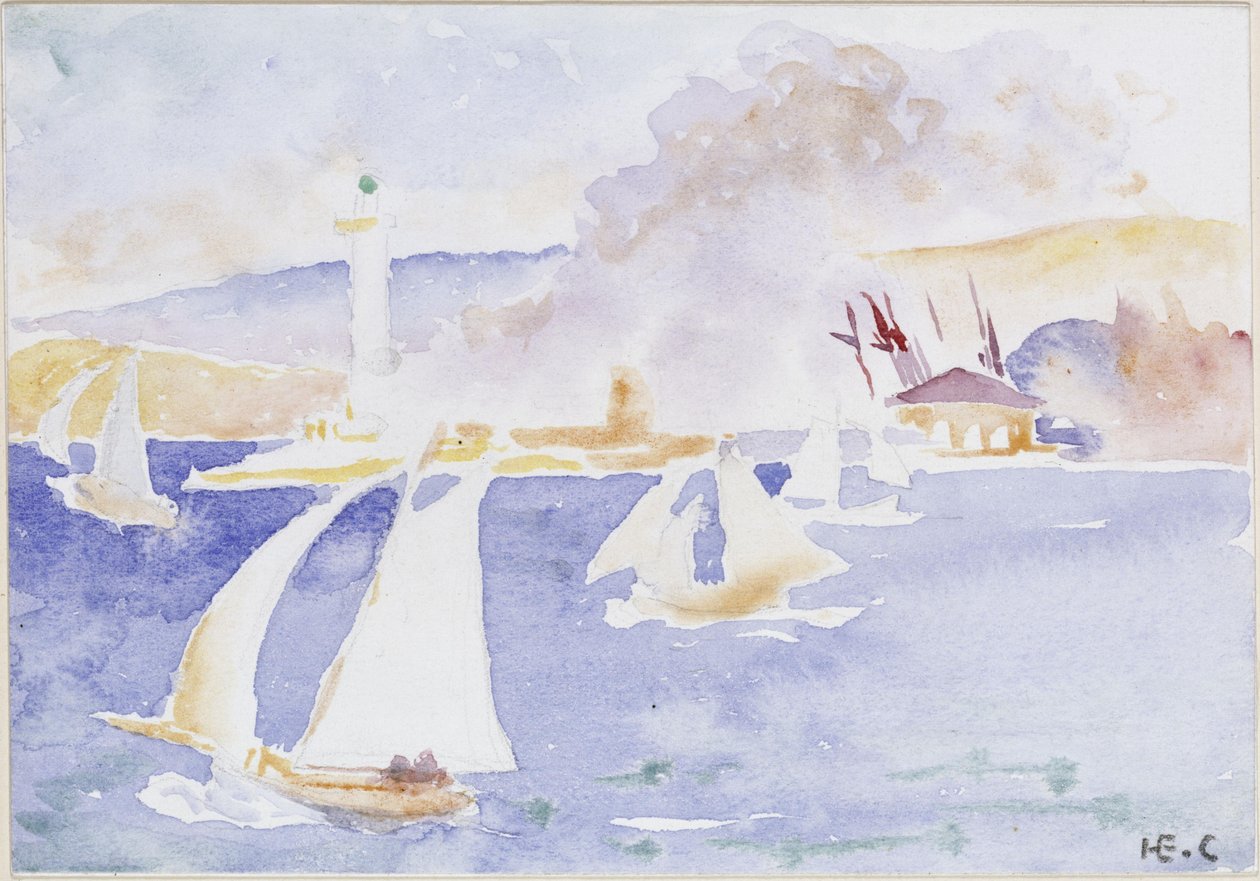Wybrzeże morskie z latarnią morską i domem autorstwa Henri-Edmond Cross