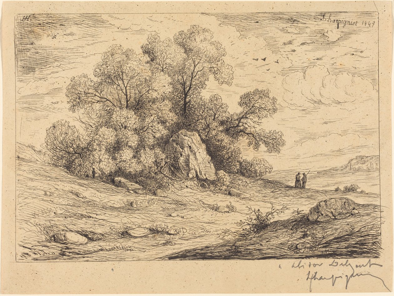 Grupa drzew ze skałami autorstwa Henri-Joseph Harpignies