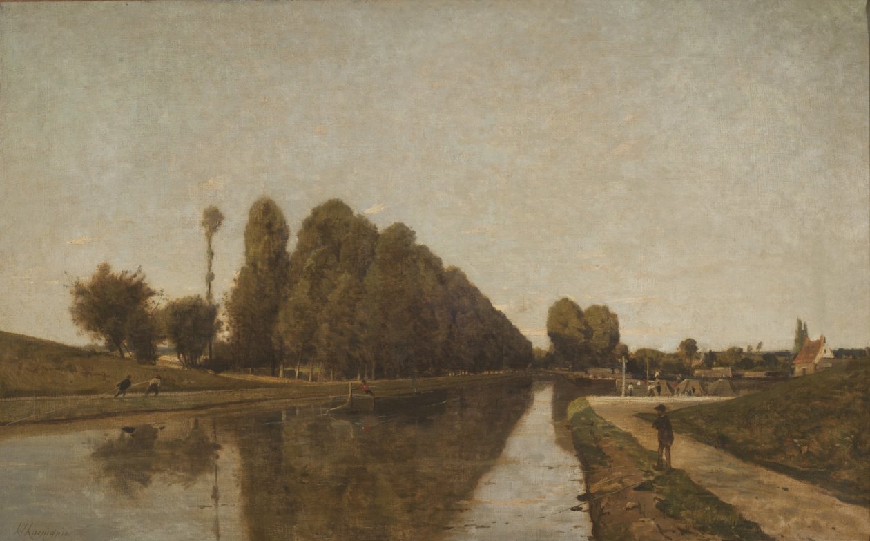 Kanał Briare (olej na płótnie) autorstwa Henri Joseph Harpignies