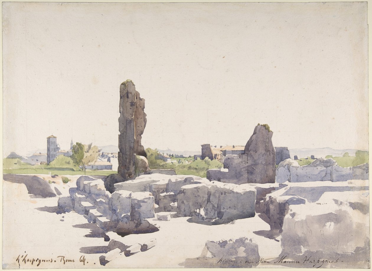 Widok Koloseum z bazyliki Domicjana i Pałacu Flawiuszów, Rzym autorstwa Henri-Joseph Harpignies