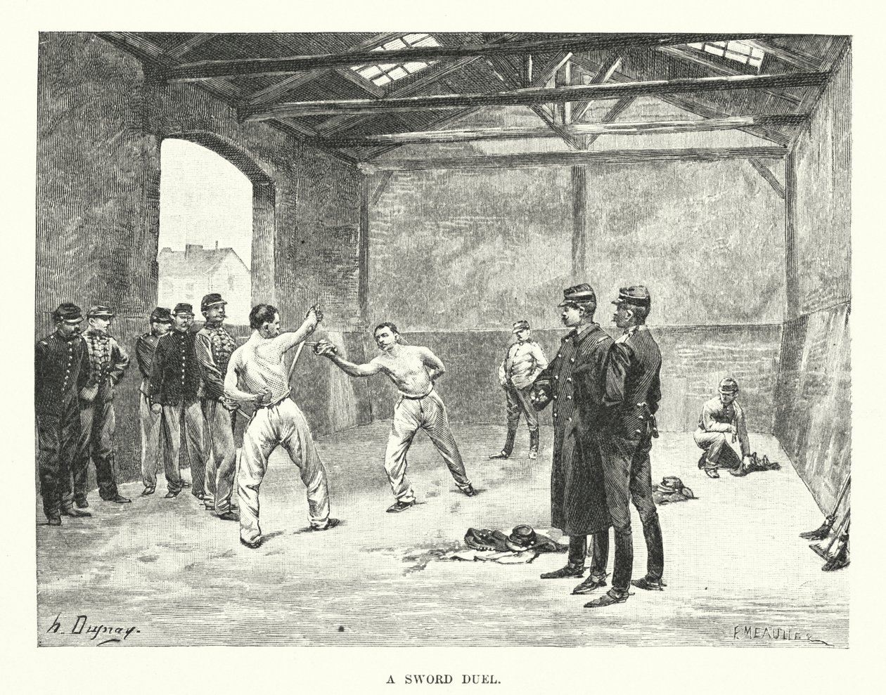 Pojedynek na miecze (grawerunek) autorstwa Henri-Louis Dupray