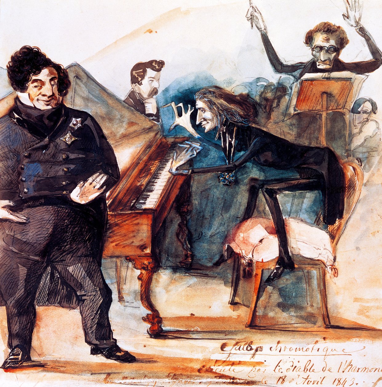 Karykatura Franciszka Liszta autorstwa Henri (1814-82) Lehmann
