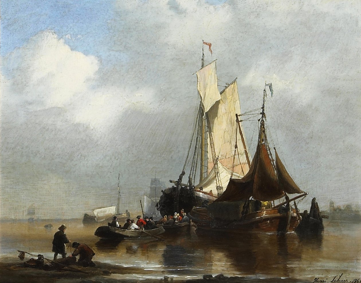 Statki w porcie autorstwa Henri Adolphe Schaep