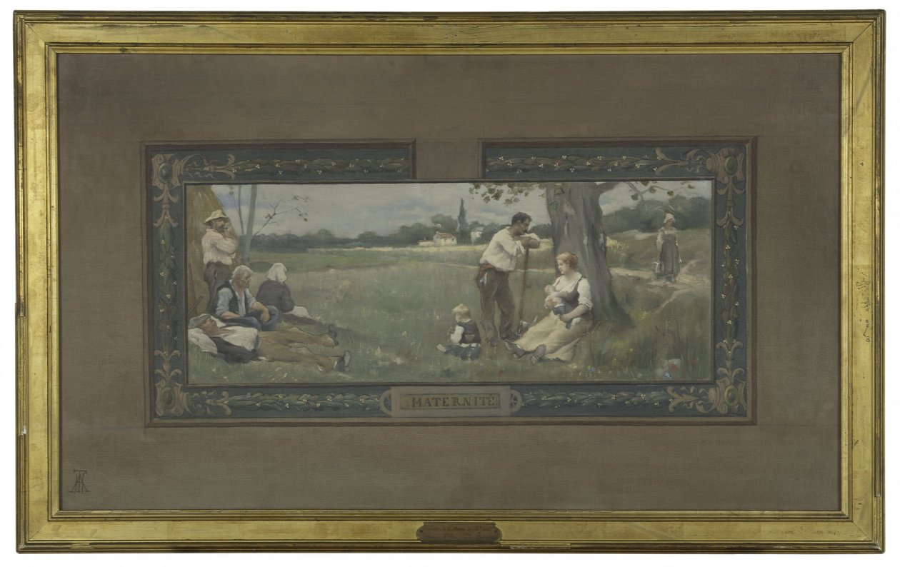 Szkic do sali ślubów ratusza dzielnicy 14: Macierzyństwo, w 1889 r. (olej na płótnie) autorstwa Henri Adrien Tanoux