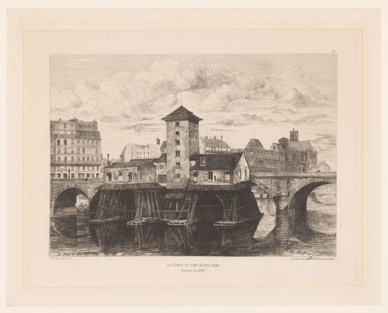 Gezicht op de Pont Notre-Dame Pompa Pont Notre Dame (tytuł na obiekcie) L