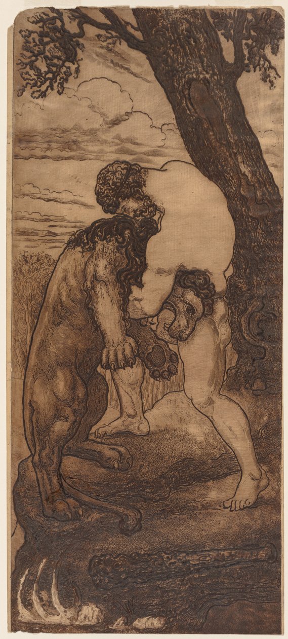 Herkules i lew nemejski, ok. 1930 r. 1898. autorstwa Henri Arthur Lefort des Ylouses