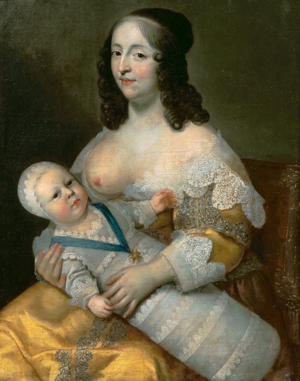 Ludwik XIV jako niemowlę ze swoją pielęgniarką Longuet de La Giraudière autorstwa Henri Beaubrun