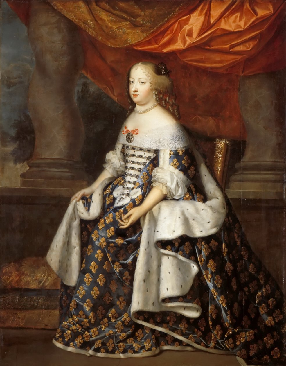 Portret Marii Teresy z Hiszpanii 1638-1683 jako królowej Francji autorstwa Henri Beaubrun