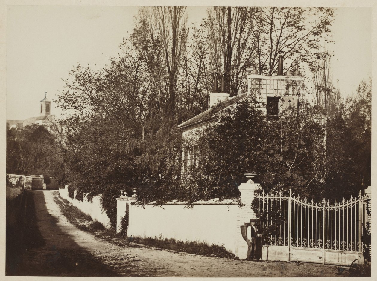 Ulica w Louveciennes, ok. 1869 r. (odbitka albuminowa ze szklanego negatywu) autorstwa Henri Bevan