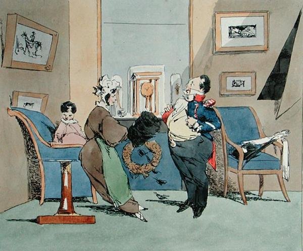 „Stałem się strasznie potężny... Pan jest bardzo dumny ze swojego munduru”, rysunek do „Vues de Paris, Esquisses morales et philosophiques” Francois Seraphina Delpecha (1778-1825) początek XIX wieku (kolor lito) autorstwa Henri Bonaventure (after) Monnier