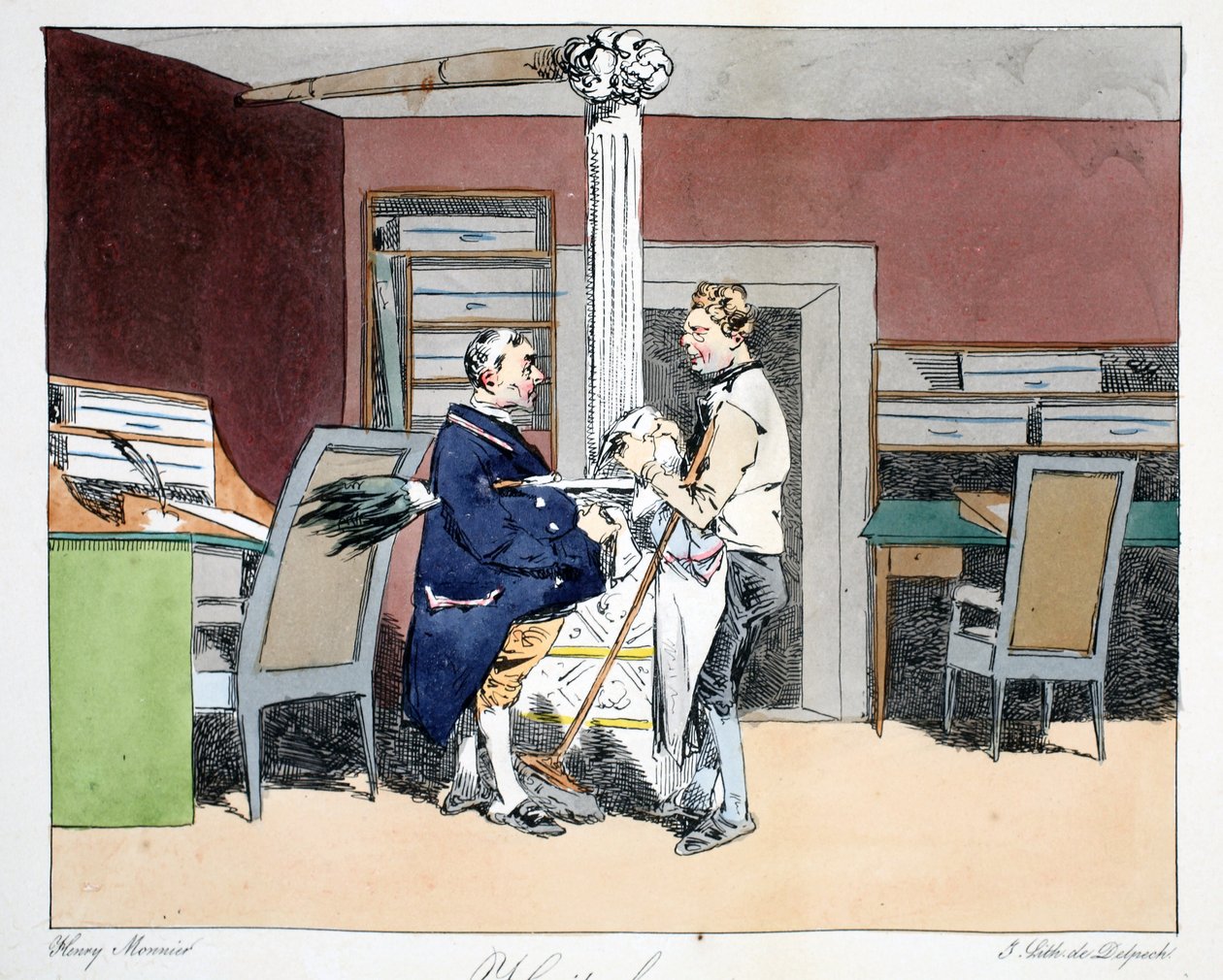 Huit heures, ilustracja z "Moeurs Administratives, Dessinées D