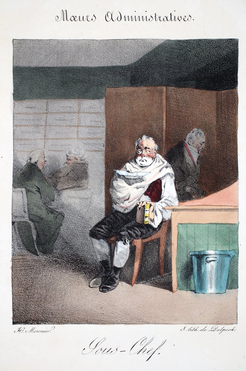 Sous-chef, ilustracja z „Mores Administratives, Dessinées według natury” Henri Monniera, litografia Delpech, wyd. Paryż, ok.1828 (ręcznie kolorowana lito) autorstwa Henri Bonaventure Monnier