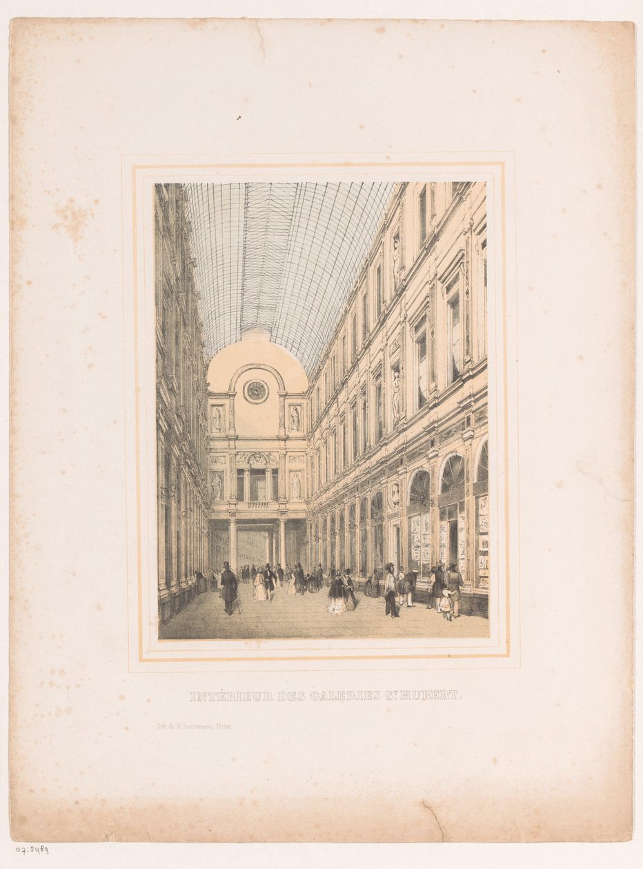 Wnętrze Galerii Królewskich Saint-Hubert w Brukseli Intérieur des galeries St. Hubert (tytuł na obiekcie) autorstwa Henri Borremans (attributed to)