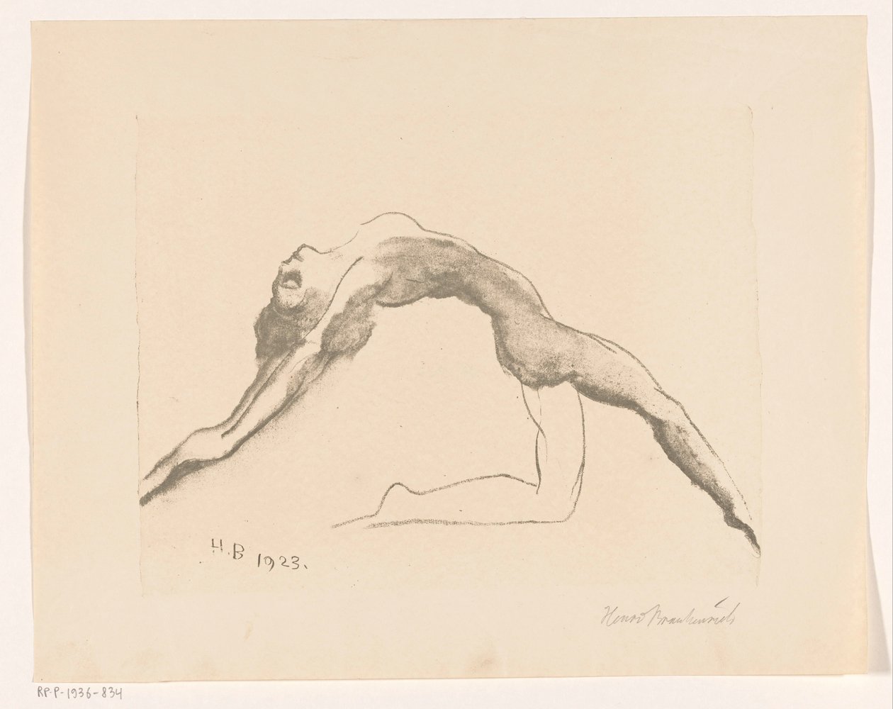 Naga kobieta skacząca do tyłu autorstwa Henri Braakensiek (signed by artist)