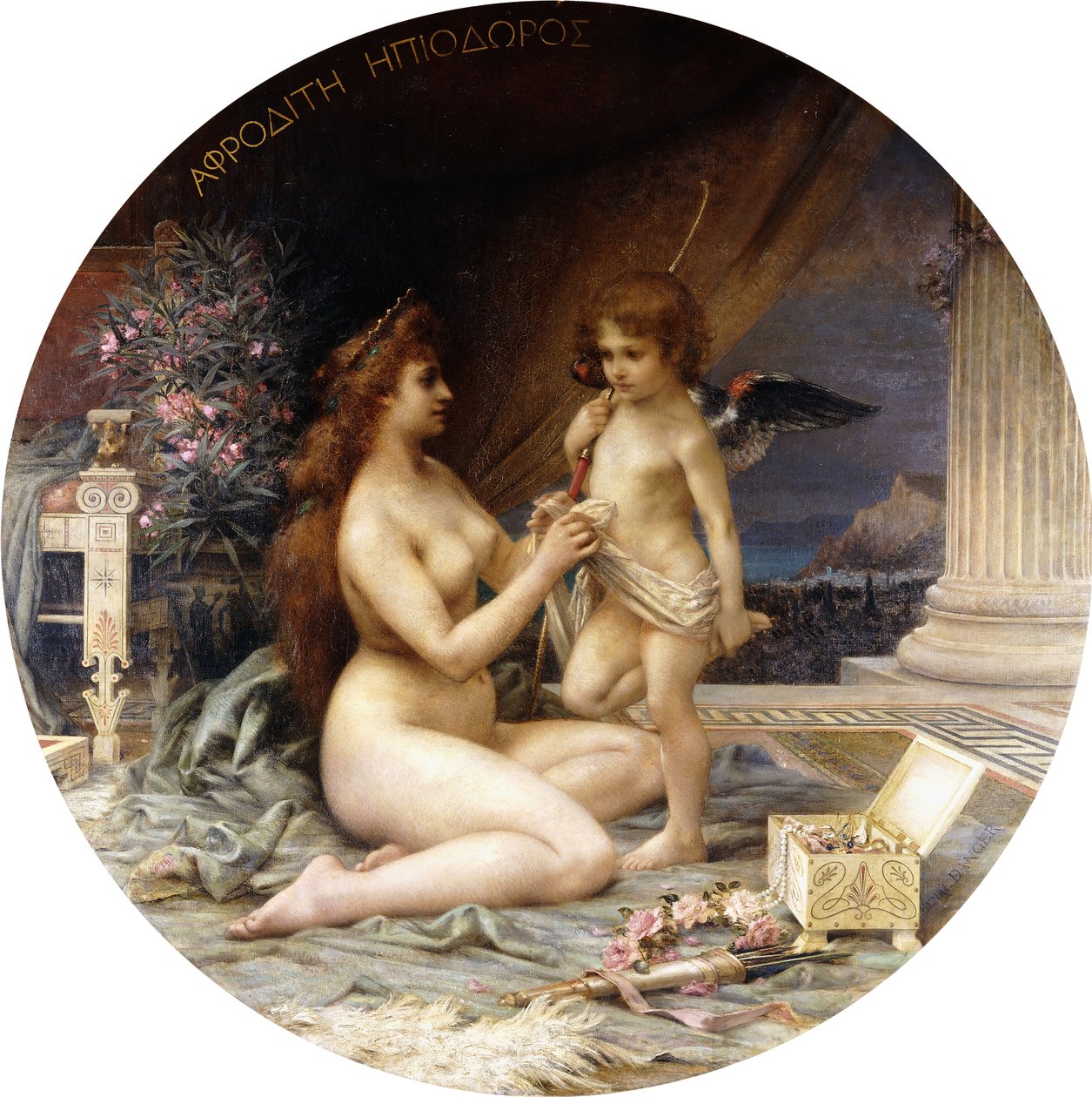 Afrodyta i Eros (olej na płótnie) autorstwa Henri Camille Danger