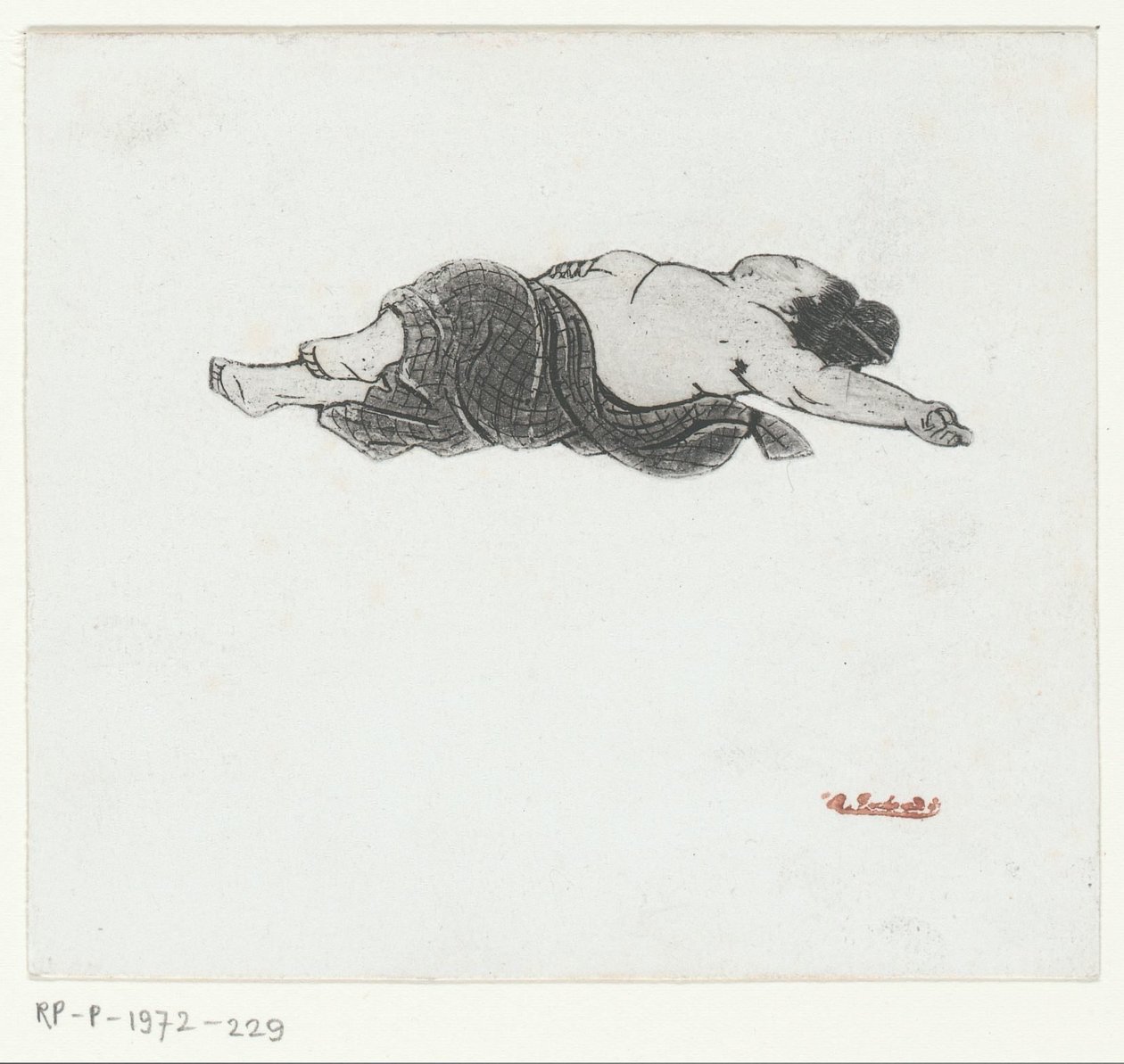 Leżąca Japonka z nagim torsem autorstwa Henri Charles Guérard (attributed to)