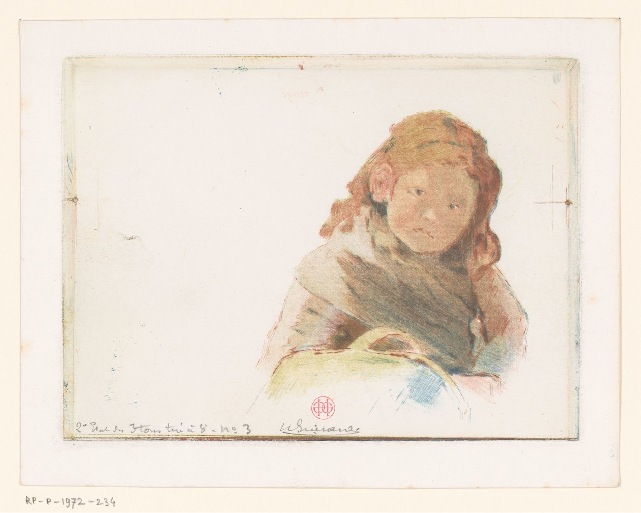 Dziewczyna z koszem na kwietnej łące autorstwa Henri Charles Guérard (signed by artist)