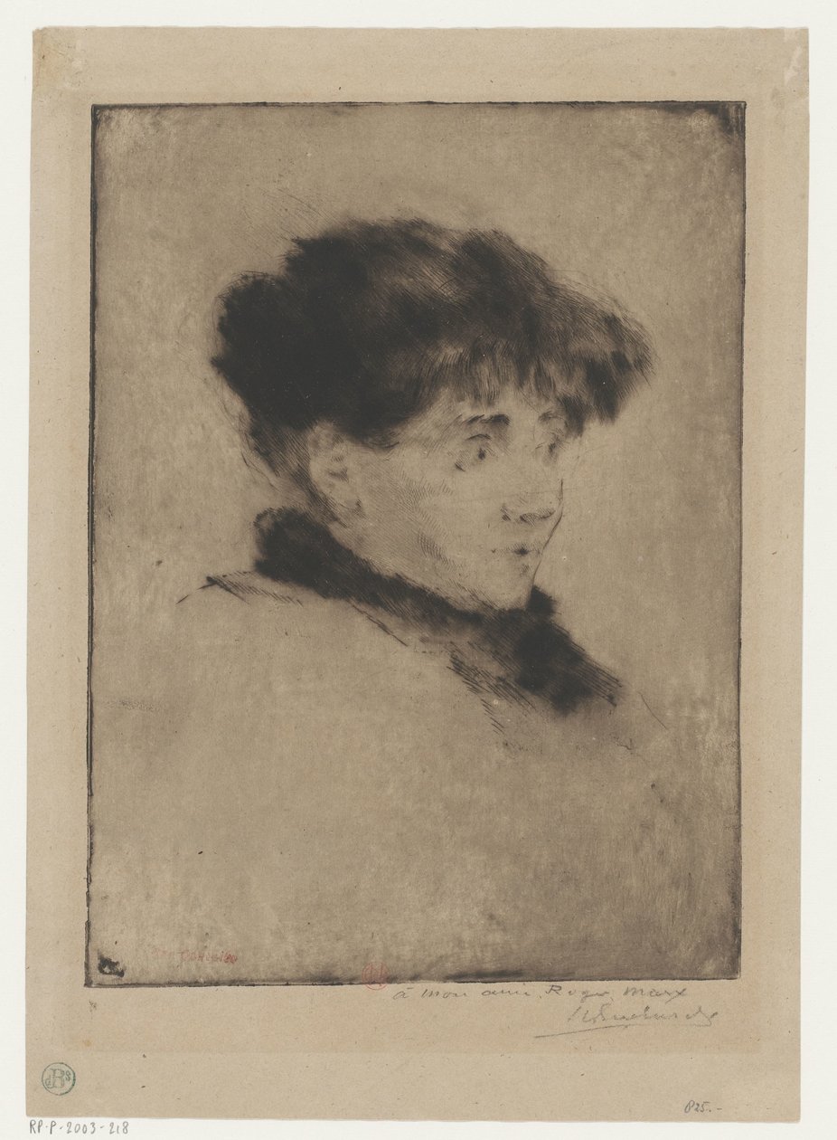 Portret Evy Gonzalès autorstwa Henri Charles Guérard (signed by artist)