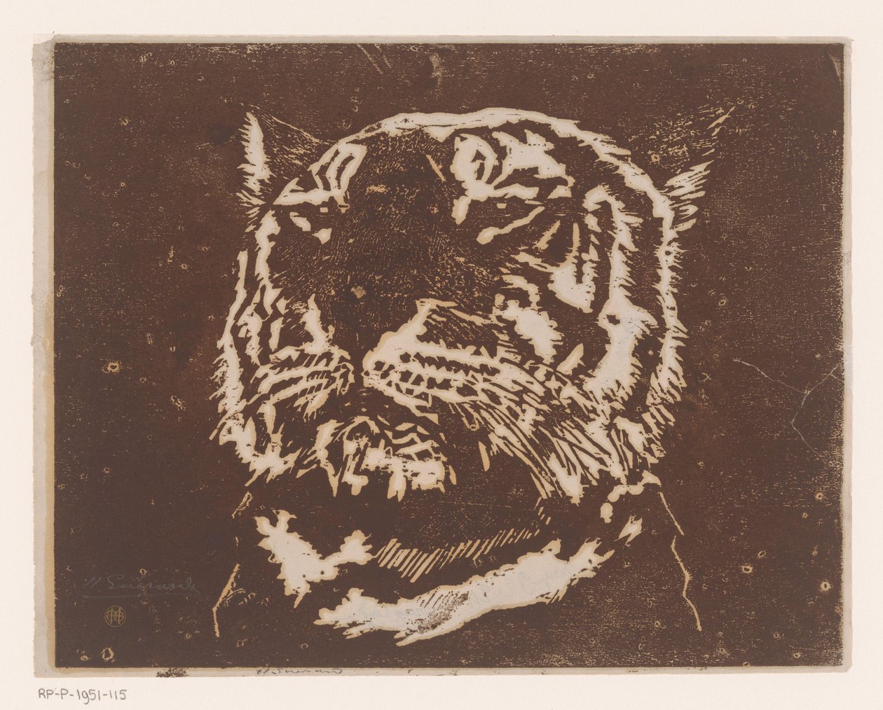 Tygrys autorstwa Henri Charles Guérard (signed by artist)